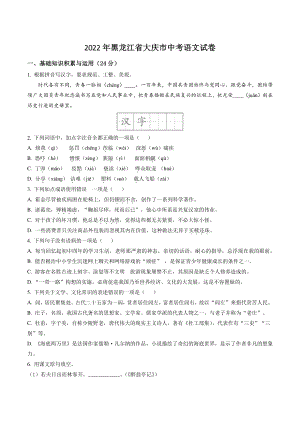 2022年黑龙江省大庆市中考语文试卷（含答案解析）