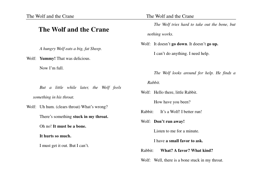 The Wolf and the Crane狼与鹭鸶的故事英语伊索寓言_第1页