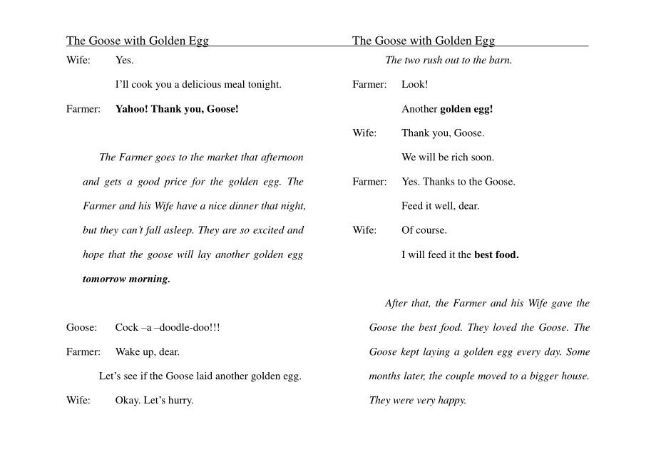 The Goose with Golden Egg鹅与金蛋的故事英语伊索寓言_第2页