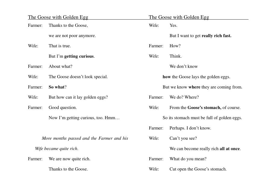 The Goose with Golden Egg鹅与金蛋的故事英语伊索寓言_第3页