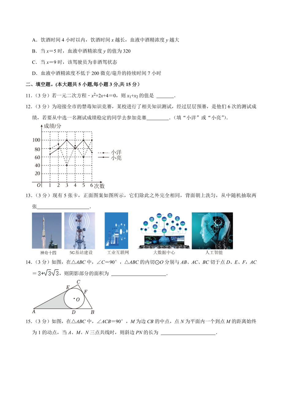 2023年河南省新乡市辉县市中考数学二模试卷（含答案）_第3页