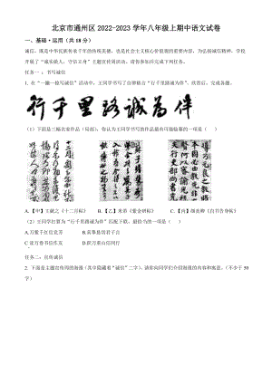 北京市通州区2022-2023学年八年级上期中语文试卷（含答案解析）