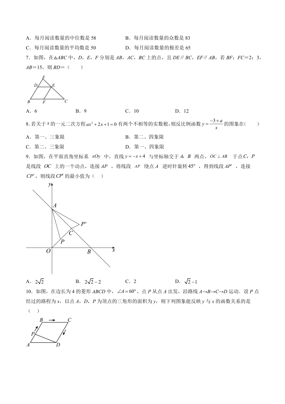 2023年河南省九年级下学期开学摸底数学试卷（含答案解析）_第2页