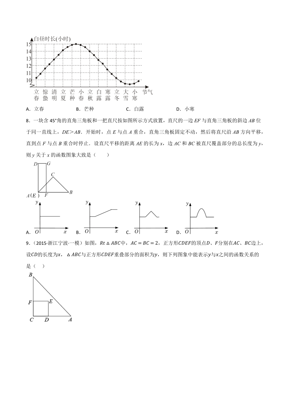 2023年浙江省中考数学一轮复习专题训练10：函数基础与平面直角坐标系（含答案解析）_第2页