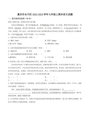 重庆市永川区2022-2023学年七年级上期末语文试卷（含答案解析）