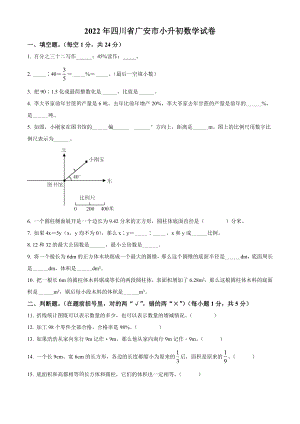 四川省广安市2022年西师大版小升初考试数学试卷（含答案解析）