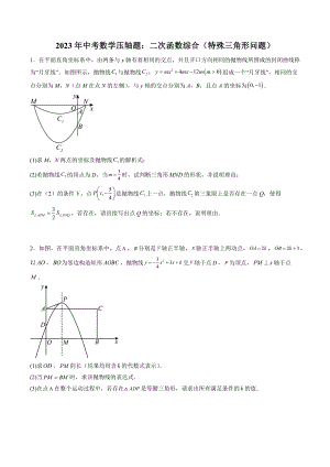 2023年中考数学压轴题：二次函数综合（特殊三角形问题）含答案