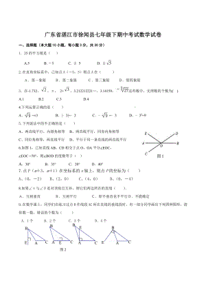广东省湛江市徐闻县七年级下期中考试数学试卷（含答案）