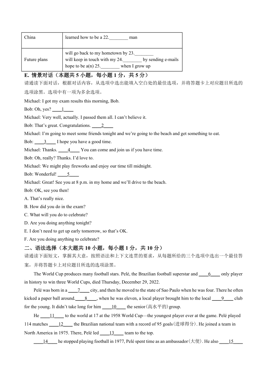 2023年广东省佛山市中考一模英语试卷（含答案解析）_第3页