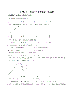 2023年广西桂林市中考数学一模试卷（含答案解析）