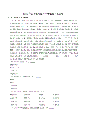 2023年云南省昭通市中考语文一模试卷（含答案）
