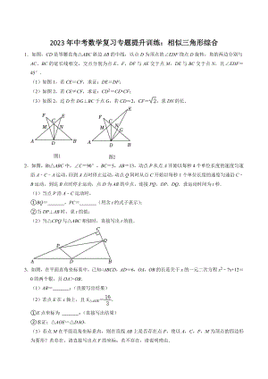2023年中考数学复习专题提升训练：相似三角形综合（含答案）