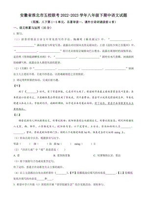 安徽省淮北市五校联考2022-2023学年八年级下期中语文试卷（含答案解析）