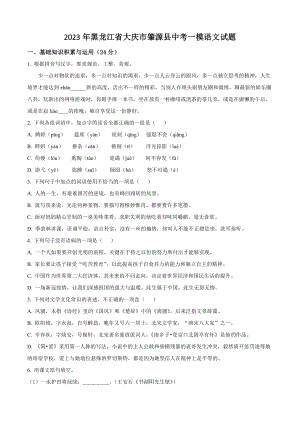 2023年黑龙江省大庆市肇源县中考一模语文试卷（含答案解析）