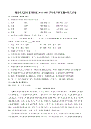 湖北省武汉市东西湖区2022-2023学年七年级下期中语文试卷（含答案）