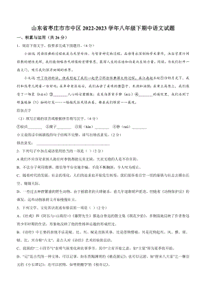 山东省枣庄市市中区2022-2023学年八年级下期中语文试卷（含答案）