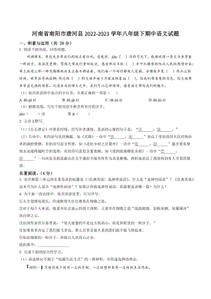河南省南阳市唐河县2022-2023学年八年级下期中语文试卷（含答案解析）