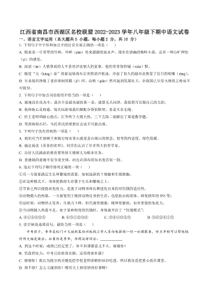 江西省南昌市西湖区名校联盟2022-2023学年八年级下期中语文试卷（含答案解析）
