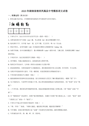 2023年湖南省湘西凤凰县中考模拟语文试卷（含答案解析）