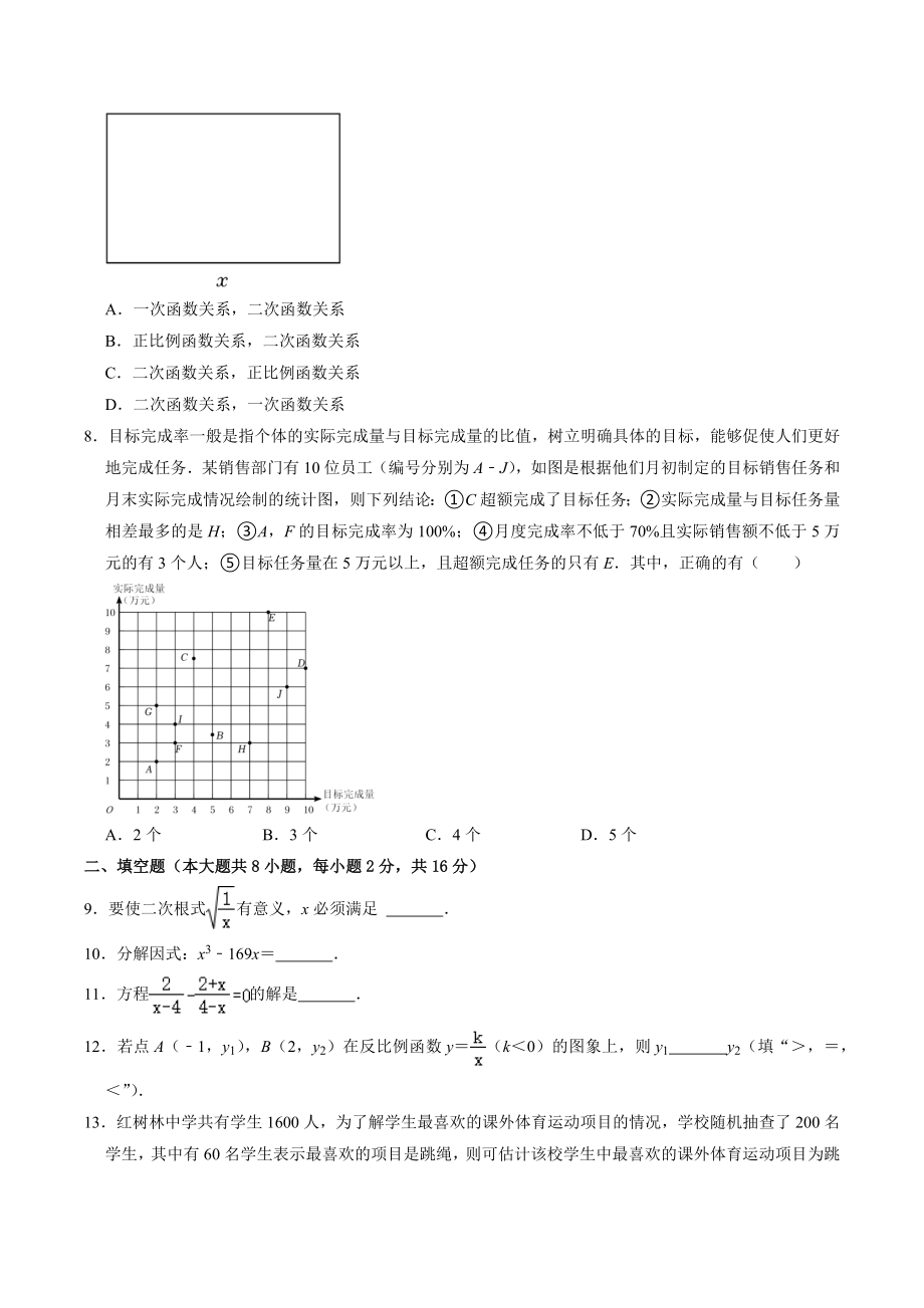 2023年北京市中考第二次模拟数学试卷（含答案）_第2页