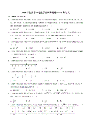 2023年北京市中考数学冲刺专题训练1：数与式（含答案解析）