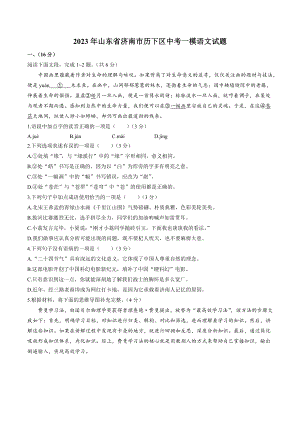2023年山东省济南市历下区中考一模语文试卷（含答案）