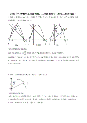 2023年中考数学压轴题训练：二次函数综合（相似三角形问题）含答案