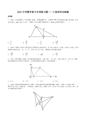 2023年中考数学压轴题训练：三角形（含答案）