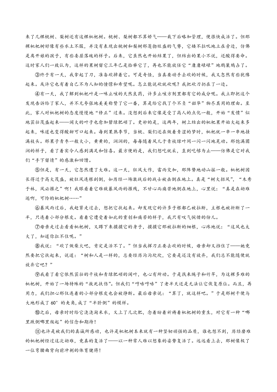 2023年河南省南阳市淅川县中考一模语文试卷（含答案解析）_第3页