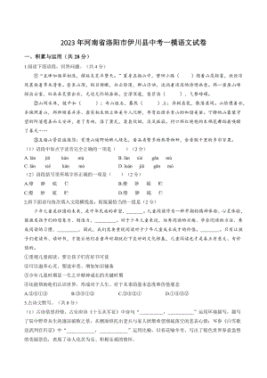 2023年河南省洛阳市伊川县中考一模语文试卷（含答案）