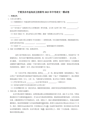 2023年宁夏盐池县五校联考中考一模语文试卷（含答案）