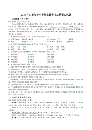 2023年山东省济宁市泗水县中考三模语文试卷（含答案）