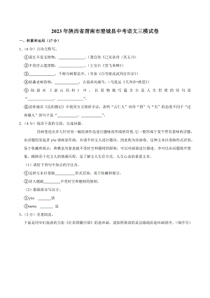 2023年陕西省渭南市澄城县中考三模语文试卷（含答案）
