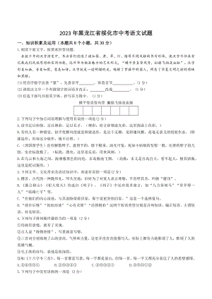 2023年黑龙江省绥化市中考语文试卷（含答案）