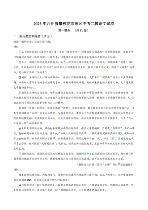 2023年四川省攀枝花市东区中考二模语文试卷（含答案解析）