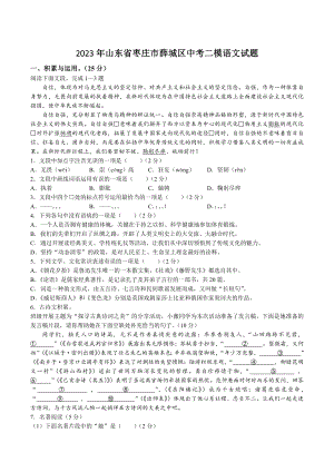 2023年山东省枣庄市薛城区中考二模语文试卷（含答案）