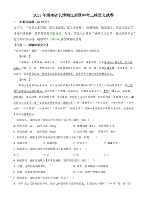2023年湖南省长沙湘江新区中考三模语文试卷（含答案解析）