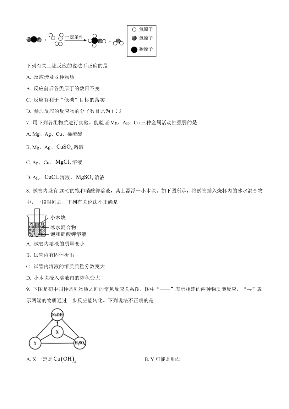 2023年陕西省中考化学试卷（含答案）_第2页