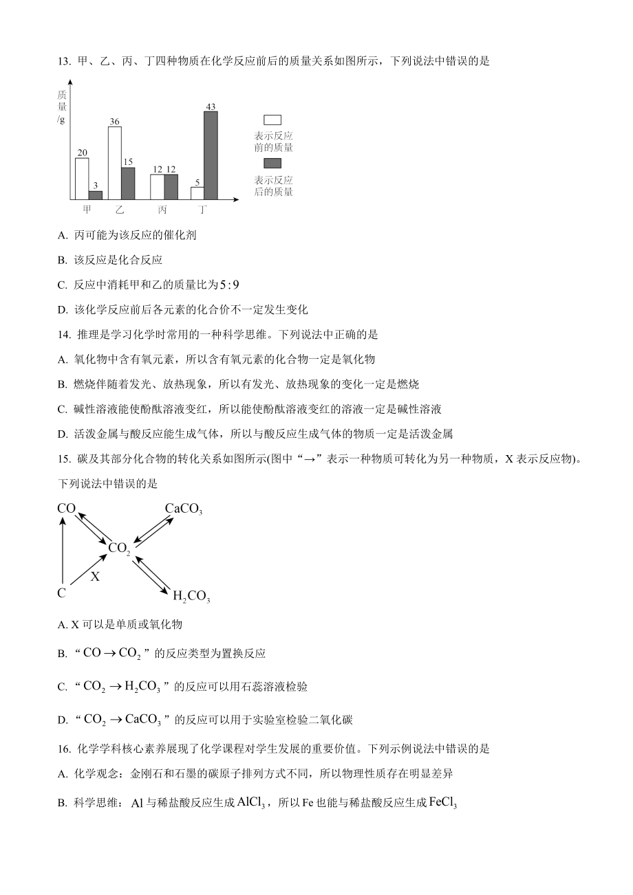 2023年山东省临沂市中考化学试卷（含答案）_第3页