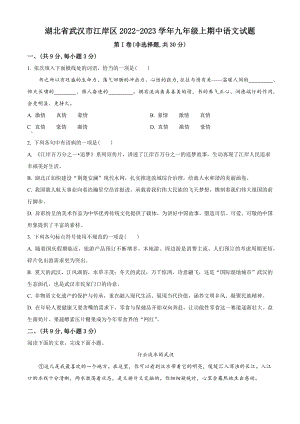 湖北省武汉市江岸区2022-2023学年九年级上期中语文试卷（含答案解析）