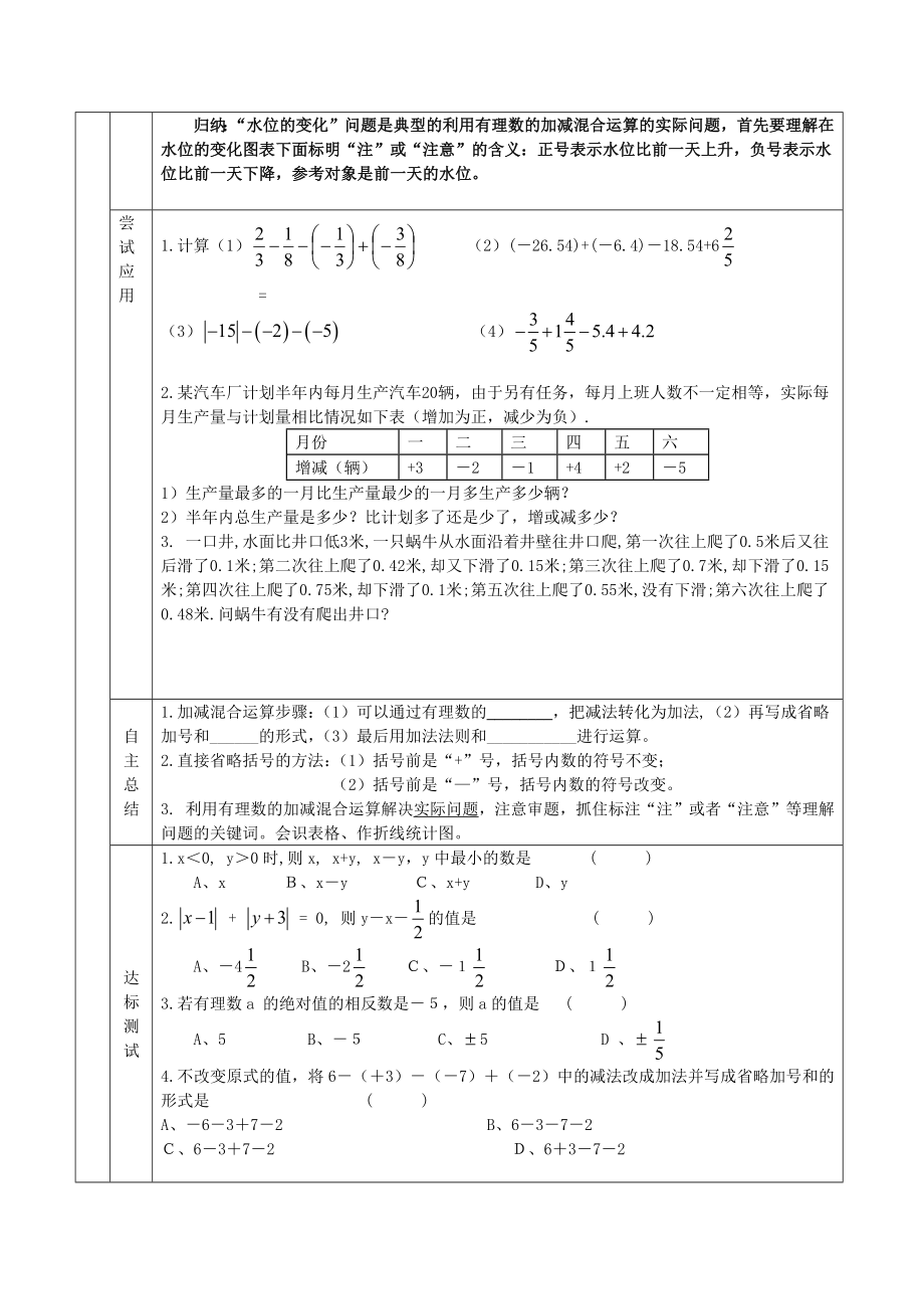 2.6有理数的加减混合运算（第2课时）导学案（2023年鲁教版五四制六年级数学上册）_第2页