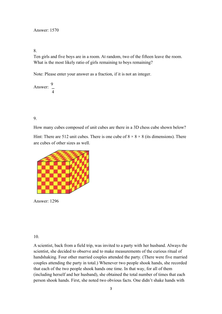 2022年大联盟(Math League)国际夏季六年级数学挑战活动一（含答案）_第3页
