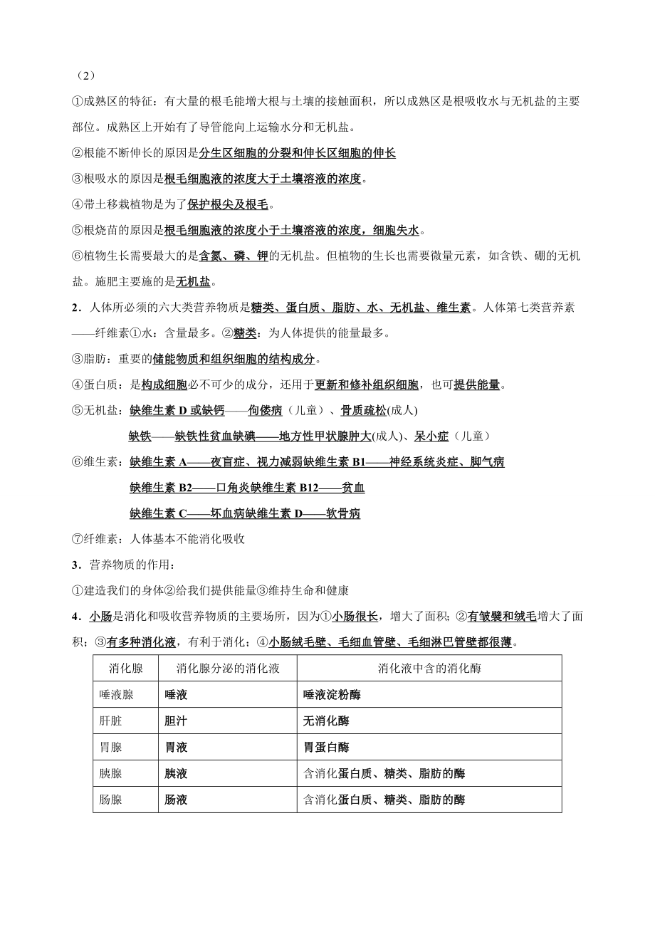 2023年江苏省徐州市生物中考复习重要知识点汇总_第3页