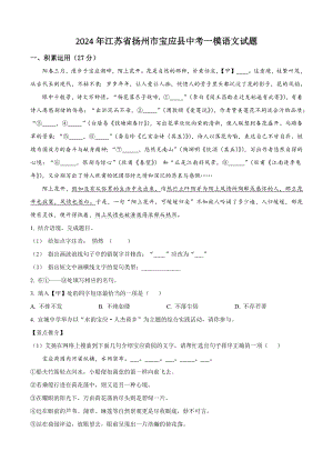 2024年江苏省扬州市宝应县中考一模语文试卷（含答案解析）